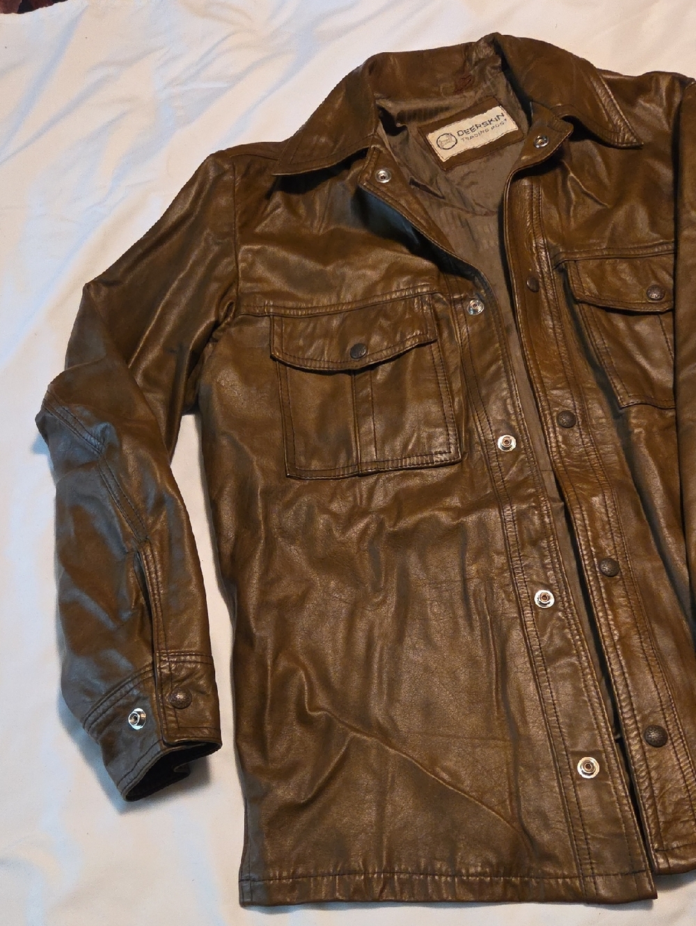 #H1015 Deerskin Classic Brown Leather Jacket -